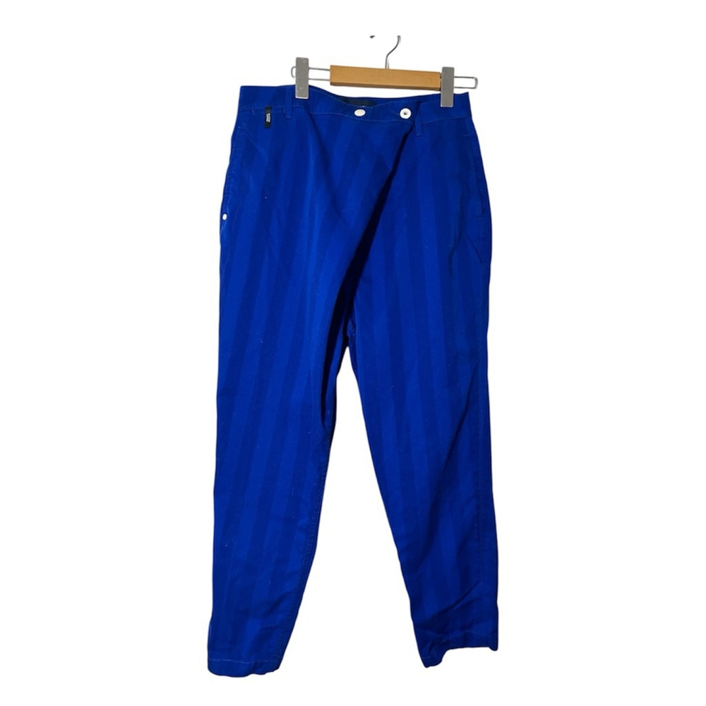 Scotch and soda blauw trousers European style fold over dress pants blue stripes